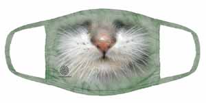 Green Eyed Kitten Face Mask